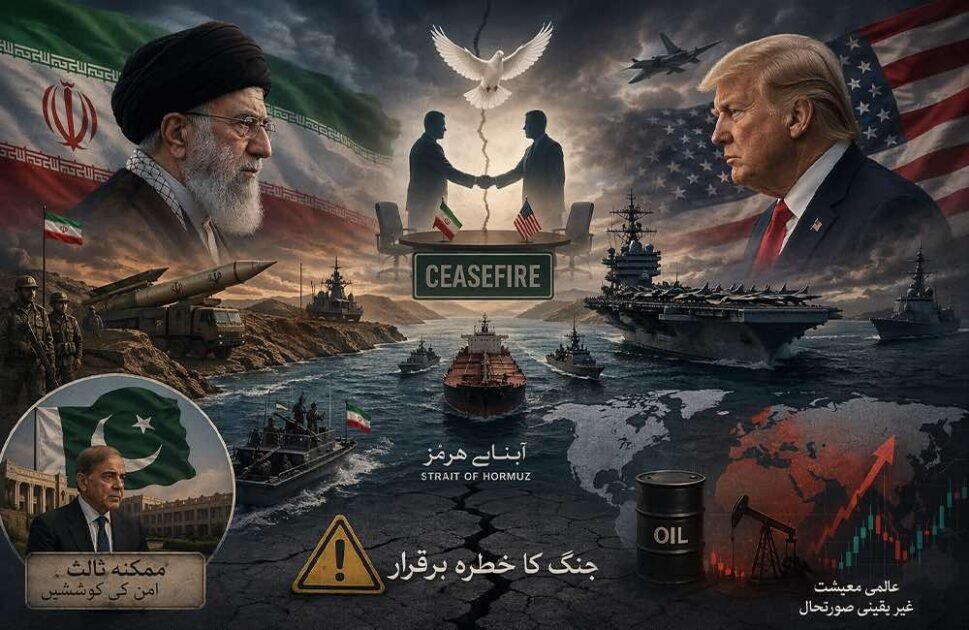 ایران امریکہ کشیدگی سیزفائر کے سائے میں جنگ کا خطرہ برقرار ایران اور امریکہ کے درمیان حالیہ کشیدگی ایک بار پھر اس حقیقت کو سامنے لے آئی ہے کہ دونوں ممالک کے تعلقات کبھی بھی مکمل طور پر معمول پر نہیں آئے، ایران اور امریکہ کے درمیان دہائیوں پر محیط اختلافات، خاص طور پر جوہری پروگرام، علاقائی اثر و رسوخ اور اقتصادی پابندیوں کے معاملات، اس تازہ بحران کی بنیاد بنے، خلیج کے اہم سمندری راستے آبنائے ہرمز میں بڑھتی ہوئی کشیدگی نے صورتحال کو مزید سنگین کر دیا جہاں ایرانی افواج کی جانب سے جہازوں کو روکنے اور اپنی تحویل میں لینے کے واقعات سامنے آئے جبکہ امریکہ نے بھی اپنی بحری موجودگی میں اضافہ کر کے واضح پیغام دیا کہ وہ خطے میں اپنی پوزیشن کمزور نہیں ہونے دے گا، ان تمام حالات کے درمیان ایک عارضی سیزفائر ضرور قائم کیا گیا لیکن یہ زیادہ ایک وقفہ محسوس ہوتا ہے نہ کہ مستقل حل کیونکہ دونوں جانب سے ایک دوسرے پر وعدہ خلافی کے الزامات لگ رہے ہیں اور اعتماد کا فقدان نمایاں ہے، اسی تناظر میں پاکستان کو ایک ممکنہ ثالث کے طور پر دیکھا گیا اور یہاں امن مذاکرات کی امید بھی ظاہر کی گئی مگر یہ کوششیں عملی شکل اختیار نہ کر سکیں جس کی بڑی وجہ سخت شرائط، باہمی عدم اعتماد اور عالمی طاقتوں کا دباؤ تھا، پاکستان نے اس سارے معاملے میں محتاط اور متوازن پالیسی اپناتے ہوئے نہ صرف سفارتی رابطے جاری رکھے بلکہ خطے میں کشیدگی کم کرنے کی کوشش بھی کی، تاہم اس کے لئے یہ صورتحال ایک نازک توازن برقرار رکھنے کا امتحان ہے کیونکہ اسے ایک طرف ایران کے ساتھ سرحدی اور علاقائی تعلقات کا خیال رکھنا ہے اور دوسری طرف امریکہ کے ساتھ اپنے اقتصادی اور سفارتی مفادات کو بھی نظر انداز نہیں کیا جا سکتا، عالمی سطح پر اس کشیدگی کے اثرات بھی نمایاں ہیں جہاں تیل کی ترسیل متاثر ہونے کے خدشات نے مارکیٹ کو غیر یقینی صورتحال سے دوچار کر دیا ہے اور ماہرین کے مطابق اگر حالات مزید بگڑتے ہیں تو اس کے اثرات عالمی معیشت پر بھی پڑ سکتے ہیں، مجموعی طور پر دیکھا جائے تو موجودہ سیزفائر ایک نازک مرحلہ ہے جو بظاہر سکون کا تاثر دیتا ہے مگر اس کے نیچے چھپی کشیدگی اس بات کی نشاندہی کرتی ہے کہ اگر سنجیدہ اور نتیجہ خیز مذاکرات نہ ہوئے تو یہ تنازع دوبارہ شدت اختیار کر سکتا ہے اور اسی لئے آنے والے دن نہ صرف ایران اور امریکہ بلکہ پورے خطے اور عالمی نظام کے لئے اہم ثابت ہوں گے۔
