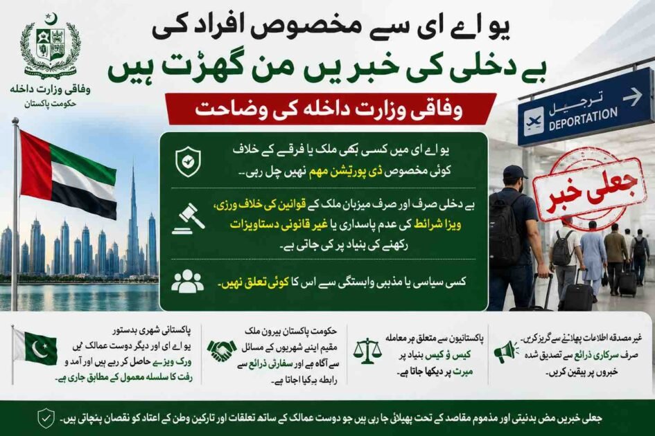 یو اے ای سے مخصوص افراد کی بے دخلی کی خبریں من گھڑت ہیں، وفاقی وزارت داخلہ کی وضاحت پشاور( دی خیبرٹائمز مانیٹرنگ ڈیسک) وفاقی وزارت داخلہ نے سوشل میڈیا پر گردش کرنے والی ان خبروں کو مکمل طور پر مسترد اور جعلی قرار دے دیا ہے جن میں دعویٰ کیا گیا تھا کہ متحدہ عرب امارات (یو اے ای) سے کسی خاص ملک یا فرقے سے تعلق رکھنے والے افراد کو بے دخل کیا جا رہا ہے۔ وزارت داخلہ کی جانب سے جاری کردہ ایک باضابطہ اعلامئے میں دوٹوک الفاظ میں واضح کیا گیا ہے کہ یو اے ای میں کسی بھی ملک یا فرقے کے خلاف ایسی کوئی مخصوص ڈی پورٹیشن مہم نہیں چل رہی اور نہ ہی کسی خاص طبقے کو نشانہ بنایا جا رہا ہے۔ اعلامئے کے مطابق یو اے ای سے کسی بھی فرد کی بے دخلی کا عمل صرف اور صرف میزبان ملک کے قوانین کی خلاف ورزی، ویزا شرائط کی عدم پاسداری یا غیر قانونی دستاویزات رکھنے کی بنیاد پر کیا جاتا ہے، جس کا کسی سیاسی یا مذہبی وابستگی سے کوئی تعلق نہیں ہے۔ وزارت داخلہ نے مزید واضح کیا کہ پاکستانی شہری بدستور متحدہ عرب امارات اور دیگر دوست ممالک میں ورک ویزے حاصل کر رہے ہیں اور روزگار کے سلسلے میں ان کی آمد و رفت کا سلسلہ معمول کے مطابق جاری ہے۔ حکومت پاکستان بیرون ملک مقیم اپنے شہریوں کے مسائل سے پوری طرح آگاہ ہے اور کسی بھی مشکل صورتحال میں متعلقہ ممالک کے ساتھ سفارتی ذرائع سے رابطہ کیا جاتا ہے، جبکہ پاکستانیوں سے متعلق ہر معاملے کو کیس ٹو کیس بنیاد پر میرٹ پر دیکھا جاتا ہے۔ وزارت داخلہ نے عوام اور میڈیا کو غیر مصدقہ اطلاعات پھیلانے سے گریز کرنے کی ہدایت کرتے ہوئے کہا ہے کہ ایسی جعلی خبریں محض بدنیتی اور مذموم مقاصد کے تحت پھیلائی جا رہی ہیں تاکہ دوست ممالک کے ساتھ تعلقات اور تارکین وطن کے اعتماد کو ٹھیس پہنچائی جا سکے، لہٰذا صرف سرکاری ذرائع سے تصدیق شدہ خبروں پر ہی یقین کیا جائے۔