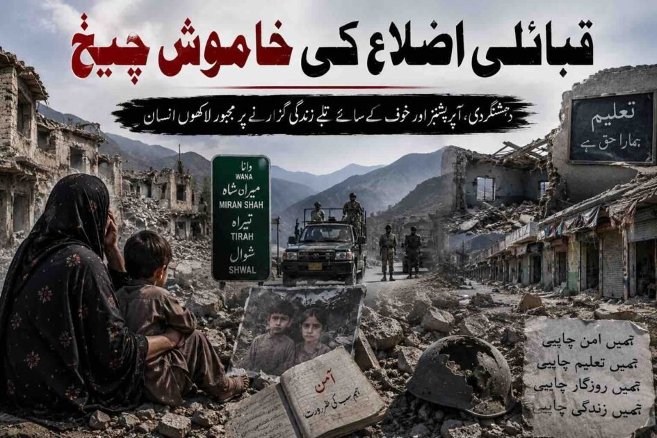 قبائلی اضلاع کی خاموش چیخ تحریر:شھزادین جرنلسٹ خیبرپختونخوا کے قبائلی اضلاع، خصوصاً جنوبی وزیرستان، شمالی وزیرستان، کرم، باجوڑ اور خیبر وہ خطے ہیں جو دو دہائیوں سے دہشتگردی، فوجی آپریشنز، بارودی دھماکوں اور مسلسل خوف کے سائے میں زندہ ہیں۔ یہ وہ علاقے ہیں جہاں ہر صبح امن کی دعا سے شروع ہوتی ہے اور ہر رات کسی نئے سانحے کی خبر پر ختم ہوجاتی ہے۔ پاک افغان بارڈر سے متصل یہ خطہ کبھی اپنی ثقافت، مہمان نوازی، تجارت اور قدرتی حسن کی وجہ سے پہچانا جاتا تھا، مگر آج یہاں کے بازار سنسان، اسکول ملبے کا ڈھیر، ہسپتال ویران اور لوگ ذہنی اذیت کا شکار ہوچکے ہیں۔ اس جنگ نے سب سے زیادہ نقصان عام پشتون عوام کو پہنچایا، وہ عوام جو نہ کسی جنگ کا حصہ تھے اور نہ ہی کسی طاقت کے فیصلوں میں شریک، مگر قربانی ہمیشہ انہی کے حصے میں آئی۔ وانا، میرانشاہ، تیراہ، شوال اور دیگر علاقوں میں کئی خاندان ایسے ہیں جنہوں نے ایک ہی دہائی میں اپنے کئی پیارے کھودیئے۔ کسی کا بچہ بارودی سرنگ کا شکار ہوا، کسی کا والد اغوا ہوگیا، کسی کا گھر دھماکے میں تباہ ہوا اور کسی کی زندگی چیک پوسٹوں، ناکہ بندیوں اور خوف کے درمیان گزر گئی۔ عوام کے کاروبار تباہ ہوگئے، لوگ نقل مکانی پر مجبور ہوئے، نوجوان بیروزگاری اور مایوسی کا شکار ہوگئے۔ سب سے بڑا المیہ یہ ہے کہ یہاں کے لوگ دوہری اذیت جھیل رہے ہیں۔ ایک طرف مسلح گروہ عوام کو اپنے نظریات کے نام پر دھمکاتے ہیں، دوسری طرف ریاستی سختیاں عام شہری کی زندگی مزید مشکل بنادیتی ہیں۔ دہشتگردی کے خلاف آواز اٹھانا بھی خطرناک بن چکا ہے۔ احتجاج کرنے والے غدار کہلاتے ہیں، امن مانگنے والے مشکوک بن جاتے ہیں اور سچ بولنے والوں کو خاموش کرانے کی کوشش کی جاتی ہے۔ قبائلی اضلاع میں کئی ایسے اسکول ہیں جو دھماکوں میں تباہ ہوئے، کئی مساجد نشانہ بنیں، کئی بازار بارود سے اڑا دیئے گئے۔ سوال یہ ہے کہ آخر اس جنگ کا انجام کیا ہے؟ اگر دہشتگردی کے خلاف جنگ لڑی جارہی ہے تو پھر ہر بار لاشیں عوام کی کیوں اٹھتی ہیں؟ اگر امن قائم ہوچکا ہے تو پھر خوف اب بھی لوگوں کی آنکھوں میں کیوں زندہ ہے؟ یہ خطہ صرف زمین کا ٹکڑا نہیں بلکہ لاکھوں انسانوں کی زندگیوں کا نام ہے۔ یہاں کے بچوں کو کتاب چاہئے، بارود نہیں۔ یہاں کے نوجوانوں کو روزگار چاہئے، بندوق نہیں۔ یہاں کے بزرگوں کو سکون چاہئے، خوف نہیں۔ قبائلی عوام اب صرف ایک سوال پوچھ رہے ہیں: آخر کب تک؟ کب تک پشتون علاقوں میں دھماکوں کی گونج سنائی دے گی؟ کب تک ماؤں کی گودیں اجڑتی رہیں گی؟ کب تک امن کا مطالبہ جرم سمجھا جائے گا؟ تاریخ گواہ ہے کہ جنگیں ہمیشہ طاقتور لوگ شروع کرتے ہیں مگر ان کا بوجھ ہمیشہ عام عوام اٹھاتے ہیں۔ وزیرستان اور قبائلی اضلاع کے لوگ اب صرف زندہ رہنے نہیں بلکہ عزت، امن اور بنیادی حقوق کے ساتھ جینے کا حق مانگ رہے ہیں۔