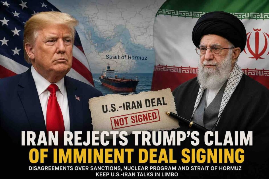 Iran rejects Donald Trump's claim of a June 14 agreement signing as diplomatic tensions continue over a proposed U.S.-Iran deal, sanctions, nuclear issues, and the Strait of Hormuz.