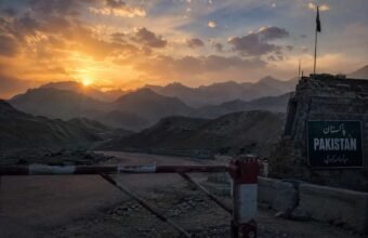 Pak-Afghan border tension and mountainous landscape at sunset