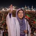 PTI founder Imran Khan's sister Aleema Khan addressing a crowded workers' convention in Timergara, Lower Dir.