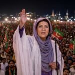 PTI founder Imran Khan's sister Aleema Khan addressing a crowded workers' convention in Timergara, Lower Dir.