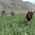 Security forces and police vehicles deployed in Chilas, Gilgit-Baltistan, following an armed attack on a police team during an opium eradication operation, branded by The Khyber Times.