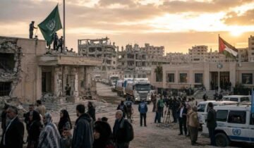 Palestinian civilians in Gaza as Hamas announces the dissolution of its government under the ceasefire framework.