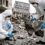 Rubble and debris at the site of an airstrike in Kabul following attacks on the Omid Rehabilitation Centre amid Pak-Afghan border tensions.