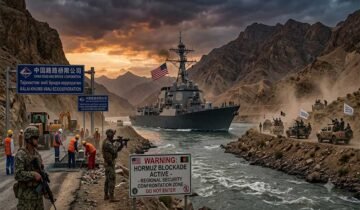 China Tajikistan highway construction site near Afghan border river under heavy security protection