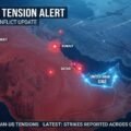 "Digital map of the Middle East showing military tension zones, drone strikes, and geopolitical escalation across Gulf countries."