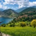 Panoramic view of Wana in Lower South Waziristan, featuring lush green valleys, a peaceful lake, pine-covered mountains, and scenic natural landscapes in Khyber Pakhtunkhwa, Pakistan.