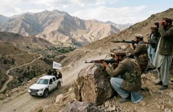 Armed anti-Taliban resistance fighters operating in Afghanistan's mountainous Badakhshan region.