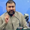 Balochistan Chief Minister Sarfraz Bugti speaking at the 20th National Workshop in Quetta, addressing peace talks within the Constitution of Pakistan, branded by The Khyber Times.