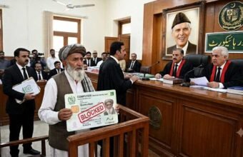 Illustrative image of a citizen named Quaid-e-Azam appearing before the Peshawar High Court after NADRA blocked his CNIC.