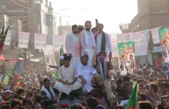 Khyber Pakhtunkhwa Chief Minister Sohail Afridi addressing supporters during a PTI street movement in Bannu