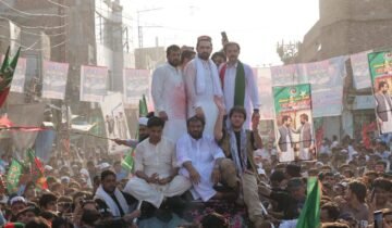 Khyber Pakhtunkhwa Chief Minister Sohail Afridi addressing supporters during a PTI street movement in Bannu