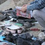 Books, shoes and personal belongings scattered after a blast at a school in Kabul’s Dasht-e-Barchi area.