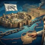 Conceptual illustration of Taliban's 5-year rule in Afghanistan depicting regional map dynamics, border security barriers, and an inset portrait of analyst Imtiaz Gul.