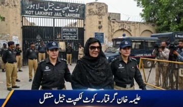 Image of PTI leader Alima Khan being transferred to Kot Lakhpat Jail under police custody.