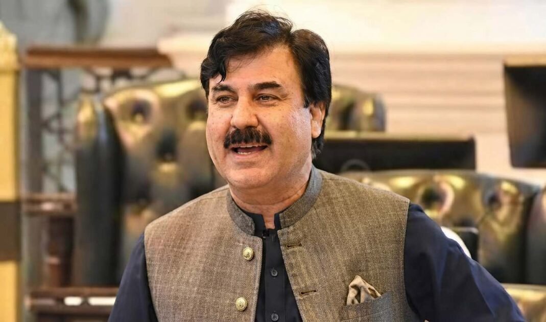 A portrait photograph of Shaukat Yousafzai, Information Secretary for Pakistan Tehreek-e-Insaf in Khyber Pakhtunkhwa.