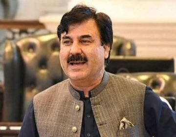 A portrait photograph of Shaukat Yousafzai, Information Secretary for Pakistan Tehreek-e-Insaf in Khyber Pakhtunkhwa.
