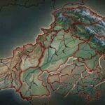A stylized map of Pakistan showing fragmented regions separated by cracked borders, illustrating concepts of provincial division and administrative reorganisation.