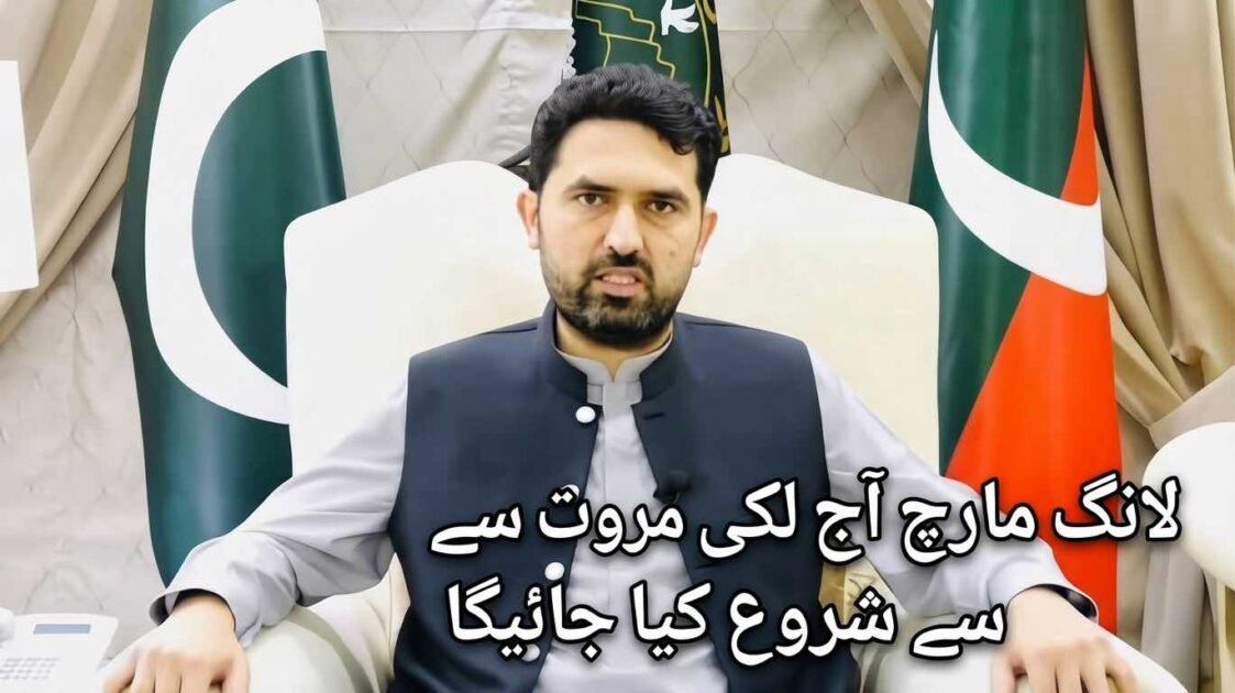 A photograph of Khyber Pakhtunkhwa Chief Minister Sohail Afridi in a formal setting with Pakistan and KP flags, now featuring an Urdu text overlay.