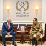 Russian Interior Minister Vladimir Kolokoltsev meeting Pakistan Army Chief General Asim Munir at GHQ Rawalpindi to discuss security cooperation.
